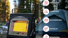 Tragbarer Gasheizer Heizgerät Zeltheizer Campingheizer 1,7 kW multifunktionaler Keramikheizer