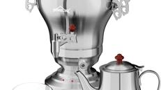 Türkischer Teekocher Wasserkocher elektrisch Samoware Edelstahl 1850 Watt Teemaschine 2,5 L + 1,2 L