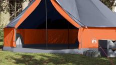 Tipi-Familienzelt 8 Personen Campingzelt Gruppenzelt Gartenzelt Zelt grau und orange wasserdicht