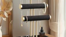 Schmuckständer Schmuck Organizer mit 3 Ebenen schwarz Armbänder abnehmbarer T-Steg Schmuck Ständer