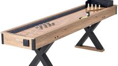 Bowlingset Shuffleboard-Tisch 9 Fuß Shuffleboard 2-in-1 Shuffleboard- und Bowling-Kombispielset