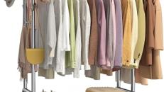 Schwerlast-Garderobenständer Kleiderständer Garderobenständer Rollen 2 ausziehbare Kleiderstangen