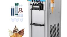 Profi Softeismaschine 21–31 l/h freistehend 3 Geschmacksrichtungen 2 x 5,5 L Edelstahlzylinder LED