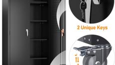 Metallschrank Stahlschrank Messeschrank Wertschrank auf Rädern Pegboard abschließbar 4 Böden