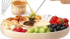 Schokofondue Set elektrisch 800 ml Schokoladenschmelzer mit drehbarer Servierschale Fondueset