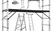 Gerüst 3 m Arbeitshöhe Leiter 4 in 1 mobile Mehrzweckleiter Arbeitsbühne Baugerüst Alu Gerüst