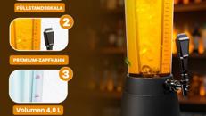 Biertower 4 Liter Kult Biersäule mit LED-Beleuchtung & Eiskühlung XXL Trinksäule Getränkespender