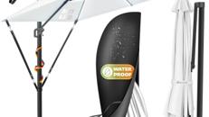 Sonnenschirm LED Beleuchtung Ampelschirm Marktschirm 300 x 300 cm inkl. Abdeckung + Windsicherung
