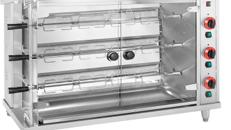Catering Hähnchengrill Gas 3 Spieße = 3 x 5 Hähnchen Beleuchtung 3 x 5 kW Edelstahl gehärtetes Glas