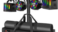 Lichtanlage komplett DJ Licht DMX Stativ Beleuchtung Komplettset 2 x LED PAR 2 x Derby UV Stroboskop