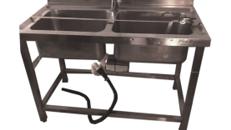 Doppelspüle mit Warmwasser – Bartheke, Mobile Bar, Ausschanktheke, Eventtheke, Spülanlage