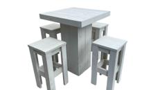 Woodlounge Stehtischset V1 4P. – Stehtisch, Bistrotisch, Hochtisch, Partytisch, Miettisch