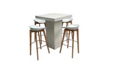 Woodlounge Stehtischset Keeve weiß flach 4P. – Stehtisch, Bistrotisch, Hochtisch, Partytisch