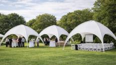 Kuppelzelt 5,0 x 5,0 Meter mit Boden – Veranstaltungszelt, Festzelt, Eventzelt, Partyüberdachung