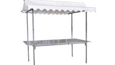 Stahl Marktstand Weiß – Bartheke, Mobile Bar, Ausschanktheke, Eventtheke