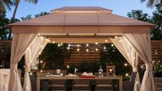 Outdoor-Pavillon 3 x 3 m robuster Partyzelt-Unterstand Doppeldach Moskitonetze Sichtschutzwände