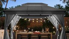 Partyzelt-Unterstand Outdoor-Pavillon 4 x 3 m robuster Doppeldach Moskitonetze Sichtschutzwände