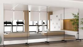 Ganzkörperspiegel 170 x 100 cm Spiegel Fitnessraum groß Rollen 360° drehbar Standspiegel Spiegel