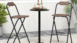 Barhocker mit Rückenlehne Outdoor 2er Set klappbare Barstühle Fußstütze Tresenhocker bis zu 150 kg
