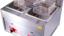 Gas Fritteuse 20 L = 2 x 10 L kommerziell Edelstahl Fritteuse Frittierkorb Deckel Privat Gewerbe