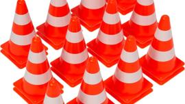 Verkehrshütchen Markierungskegel Pylonen Begrenzungsmarkierung Verkehrsführung 23 cm orange & weiß