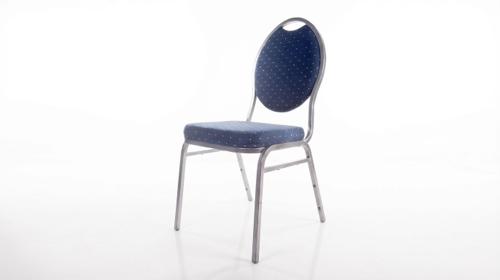 Bankettstuhl blau mieten – Gepolsterter Stapelstuhl (Hammerschlag-Optik)
