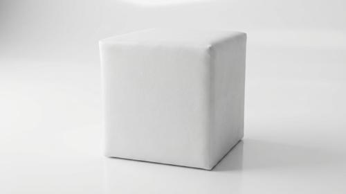 Sitzwürfel mieten – Weißer Loungecube (45×45 cm) aus Kunstleder