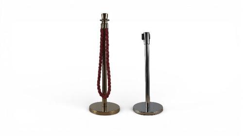 Personenleitsystem mieten – Absperrständer: Edelstahl (Gurt) oder Gold (VIP-Kordel)