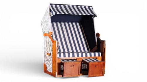 Ostsee-Strandkorb mieten – Exklusiver Zweisitzer mit Fußstützen für Events