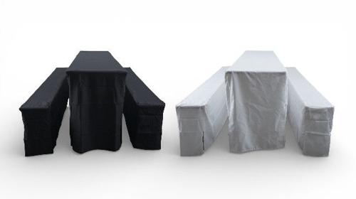 Hussen-Set für Bierzeltgarnitur (Standard 50cm) – 3-teilig in Weiß oder Schwarz