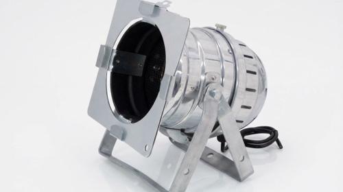 Bodenscheinwerfer mieten (300W) – Silberner Floorspot für Event-Beleuchtung & Messen