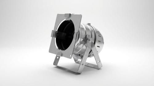 Bodenscheinwerfer mieten (300W) – Silberner Floorspot für Event-Beleuchtung & Messen