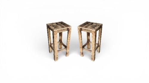 Barhocker "Rustikal" mieten – Massivholz Vintage – Optional mit Sitzkissen