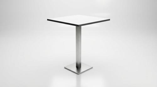 Stehtisch "KU" mieten – mit Metallgestell – Weiß oder Holzbohlen-Optik