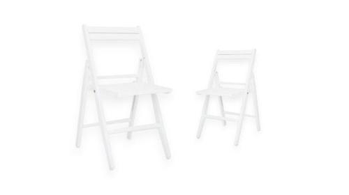 Eleganter weißer Holz-Klappstuhl mieten – Praktischer Hochzeitsstuhl für Ihre Feier