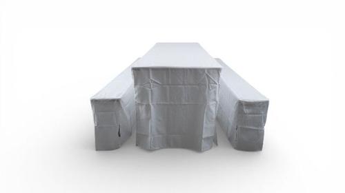 Hussen-Set für Bierzeltgarnitur mieten – 70 cm (Extra Breit) – 3-teilig Weiß