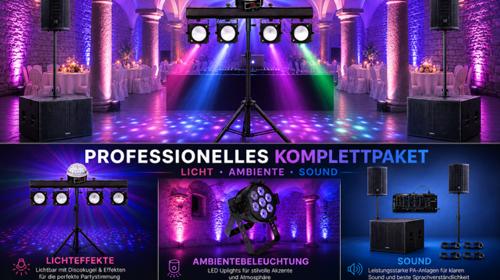 Hochzeitpaket 80 Personen - Lichtanlage Musikanlage Uplights Mikro