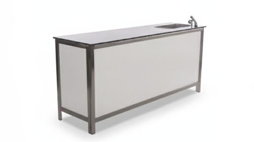 Profi Klapptheke mieten (200 cm) – Mobile Naßtheke aus Edelstahl für Events