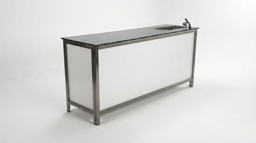 Profi Klapptheke mieten (200 cm) – Mobile Naßtheke aus Edelstahl für Events