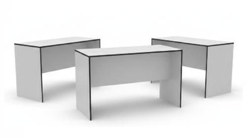 Moderner Brückentisch mieten (174x69 cm) – Weißer Hochtisch für Messen & Bankette