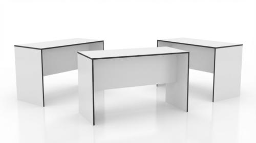 Moderner Brückentisch mieten (174x69 cm) – Weißer Hochtisch für Messen & Bankette