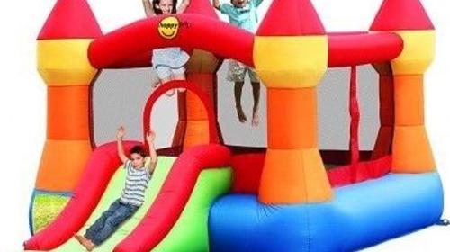Hüpfburg Schloss bunt mit Rutsche 9,75qm