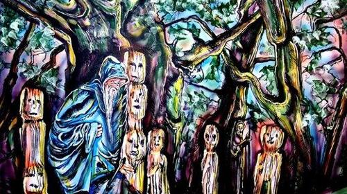 Halloween Waldgeister Kulisse, Halloween, Waldgeister, Geister, Gespenst, Grusel, Kulisse, Dekoration, Gespenster