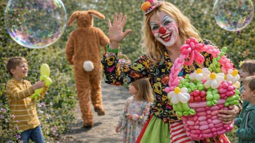 Osterhase Walking Act,  Walkact, Seifenblasenkünstlerin, Zauberin,