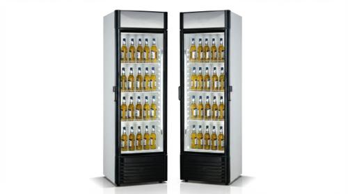 Glastür-Kühlschrank mieten (350 L) – XXL Flaschenkühlschrank mit Beleuchtung & Schloss