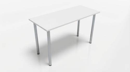 Konferenztisch mieten (115x47 cm) – Mobiler Meeting-Tisch für 2 Personen, Weiß