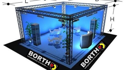 Traversensystem: 8 m x 9 m, Höhe 5 m