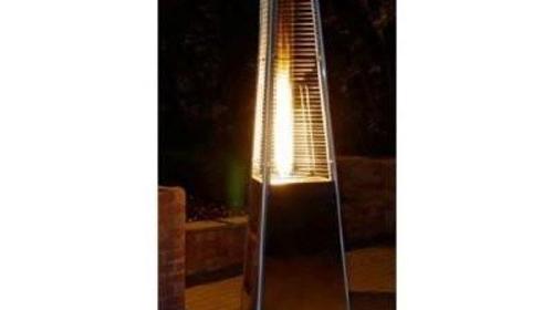 3 x Edelstahl Gas Terrassenheizer Pyramide Terrassen-Heizstrahler mit romantischer Flammenatmosphäre, Heizstrahler, Pilz, Terrassenpilz, Terrassenheizer, Heizofen, Ofen