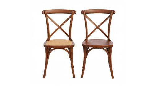 Exklusiver Crossback Stuhl mieten – Rustikaler Holzstuhl für Vintage-Hochzeiten & Events