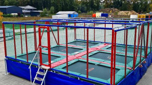 Sechser Trampolin mieten – Jump and Fun